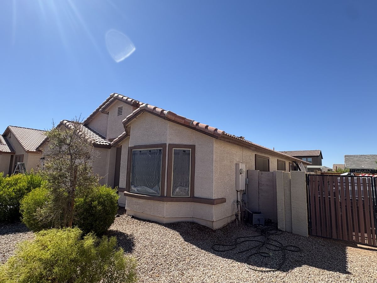 Windows masked and protected before spraying — Royal Canyon Painting, Maricopa County AZ